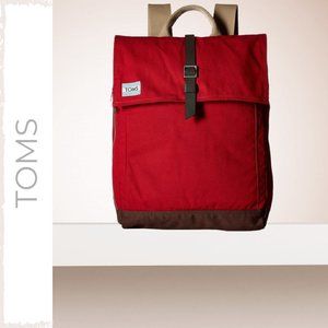 TOMS Chili Utility Canvas Trekker Laptop Backpack: Red
